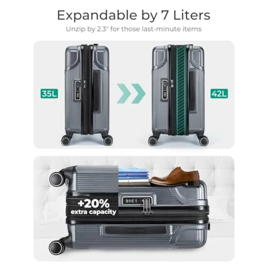 Expandable Carry On Luggage 22x14x9 Airline Approved, Carry-On Suitcase with Spinner Wheels, Hardside Polycarbonate Rolling Tra
