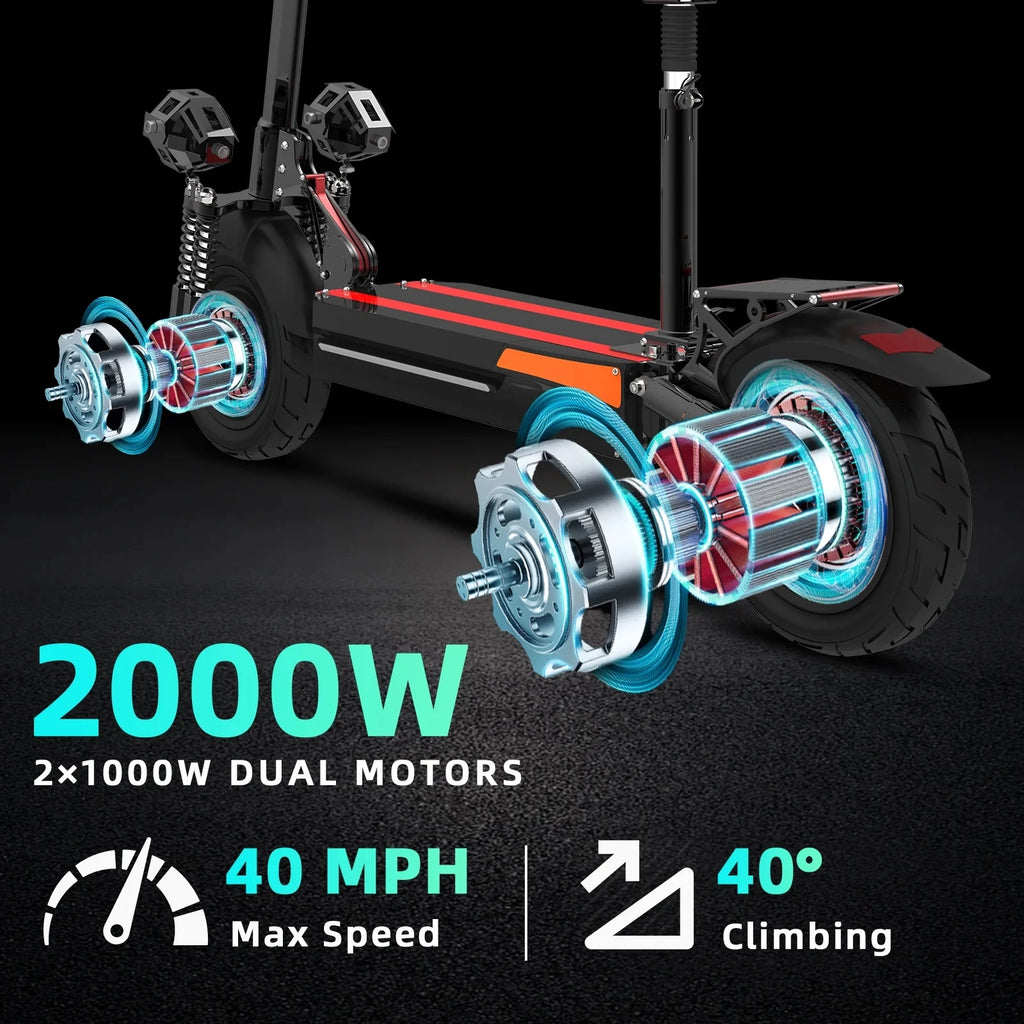 X500 Foldable Electric Scooter for Adults, 2000W Dual Motor, 40 MPH Speed, 40 Miles Long Range, Adult Commuter E Scooter