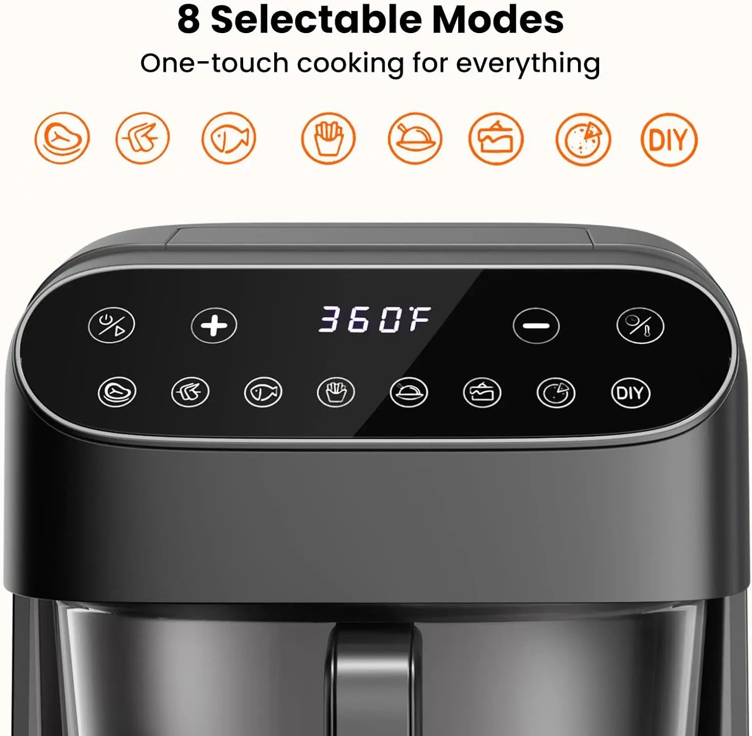 4.5 QT Glass Air Fryer - PFAS-Free & Dishwasher-Safe Basket, 8 Preset Touchscreen, 360° View Cooking, for Healthy Meals in M