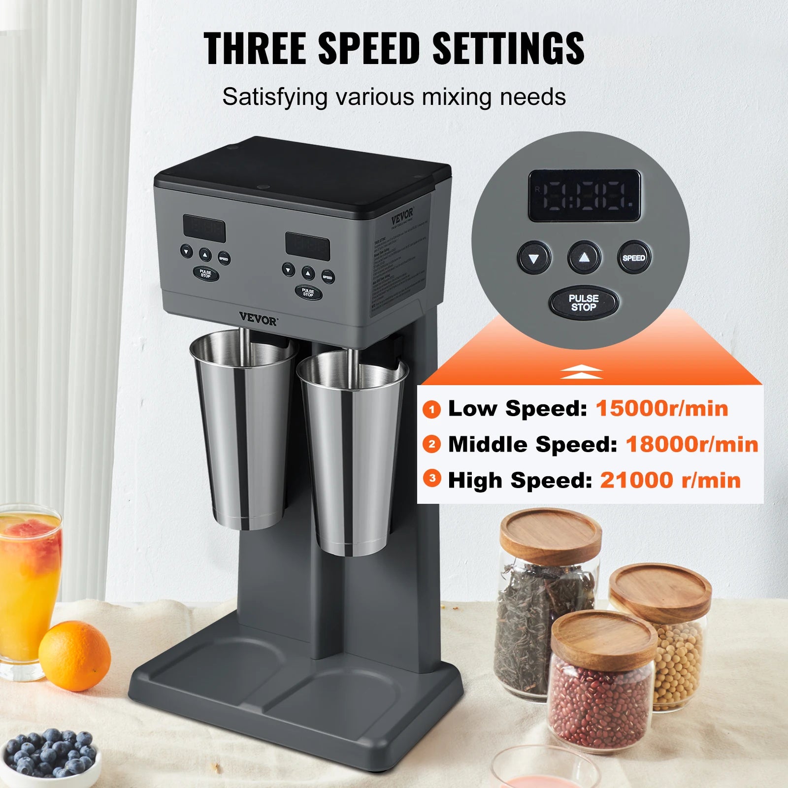 SucceBuy Milkshake Maker, 375W x 2 Electric Milkshake Machine, Commercial Double Heads Drink Mixer Blender