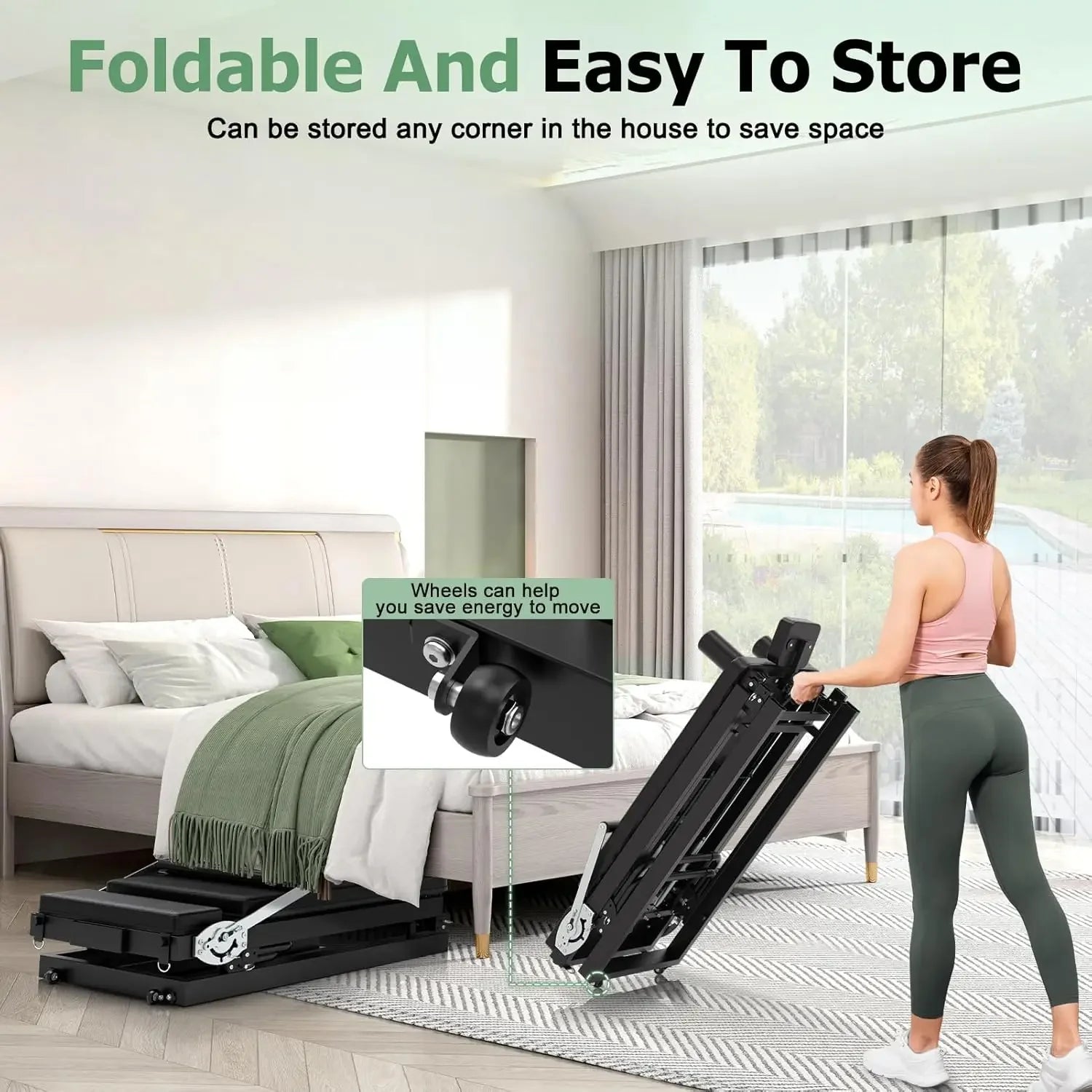 Pilates Machine 91.3" Large Foldable  with Longer Slide Rails Jump Board 2 Resistance Combinations 6.2' Height Friendly