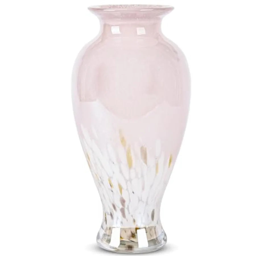 11.8" Tall and Glass Vase Beautiful Hand Blown Glass Vase Modern Art Home Decor, Wide Mouth Colorful Vases for Mantle Dining Ta