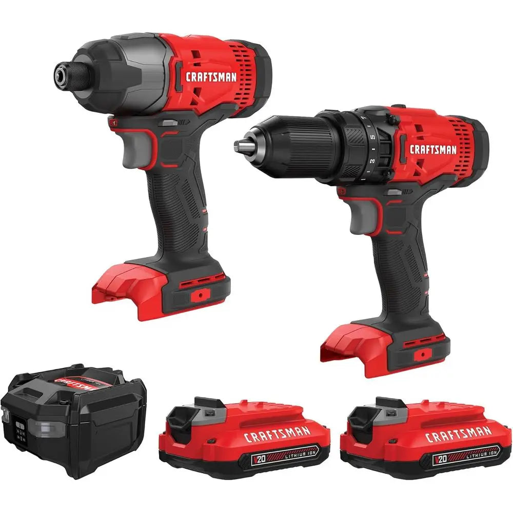 Max Cordless Drill and Impact Driver Set, 2-Battery Power Tool Kit with LED Light, 2 Bits, Carry Bag