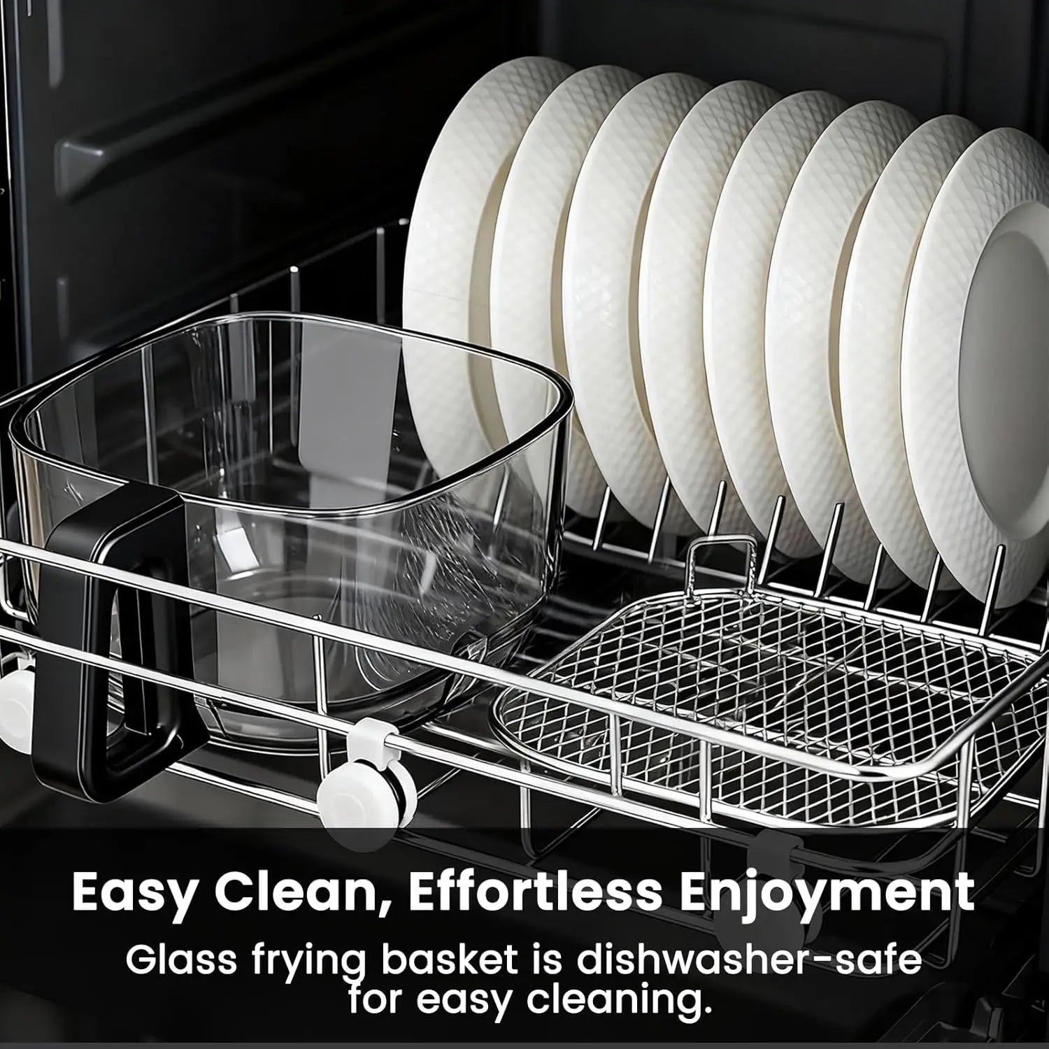 4.5 QT Glass Air Fryer - PFAS-Free & Dishwasher-Safe Basket, 8 Preset Touchscreen, 360° View Cooking, for Healthy Meals in M