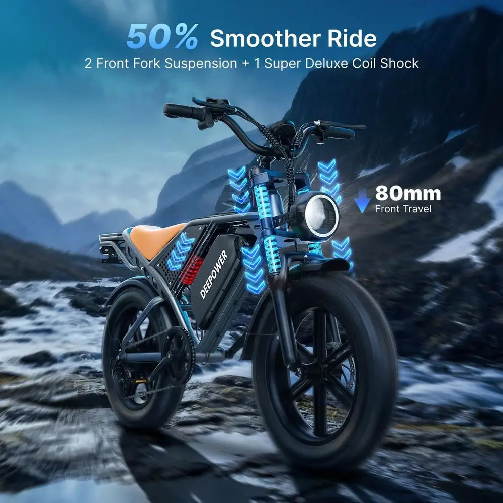 High-Performance 28MPH Electric Dirt Bike, 48V 20AH/35AH/60AH Battery, 70-160 Mile Range, Dual Suspension E-Bike