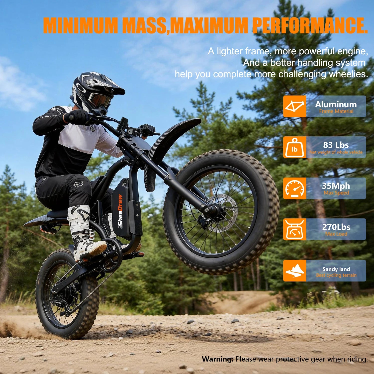 SheaDrew Electric Bike For Adult 1500W Mountain Off-Road Motorcycle 48V 15Ah Battery 20*4.0 Inch Fat Tire E-bike Bicycle