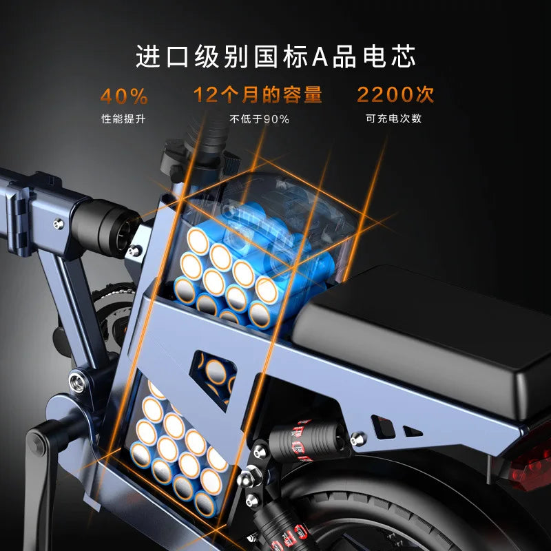 Folding Electric Bicycle Ultra-Light Aluminum Alloy Multi-Shock Absorption Vacuum Explosion-Proof Tire Driving Adult