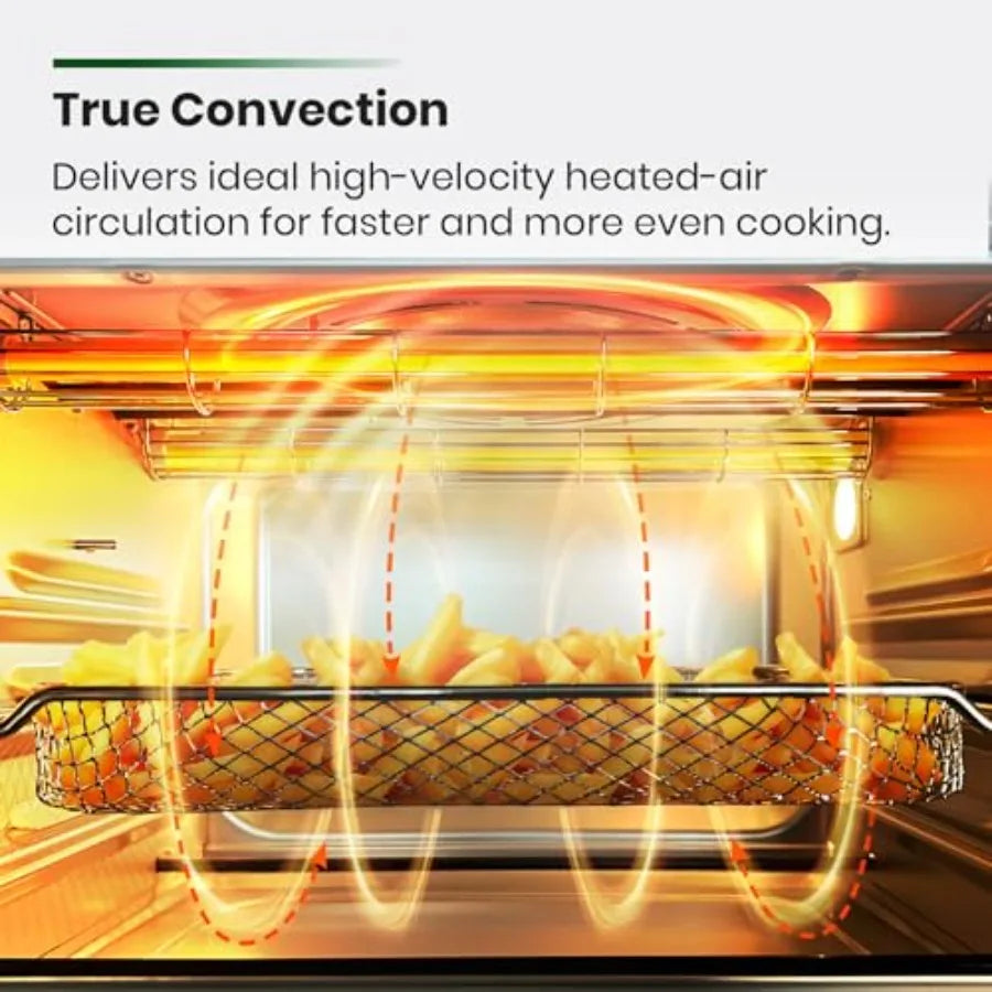 Infrared Heating Air Fryer Toaster Oven Extra Large Countertop Convection Oven 10-in-1 Combo 6-Slice Toast Enamel Baking Pan Ea