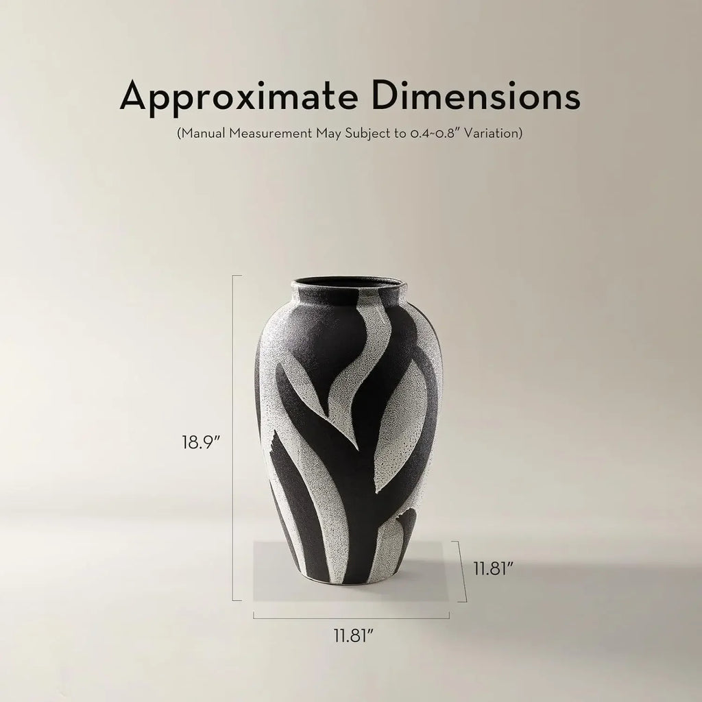 Zebra Striped Ceramic Vase Black White Animal Print Vase Decor For Entryway Living Room