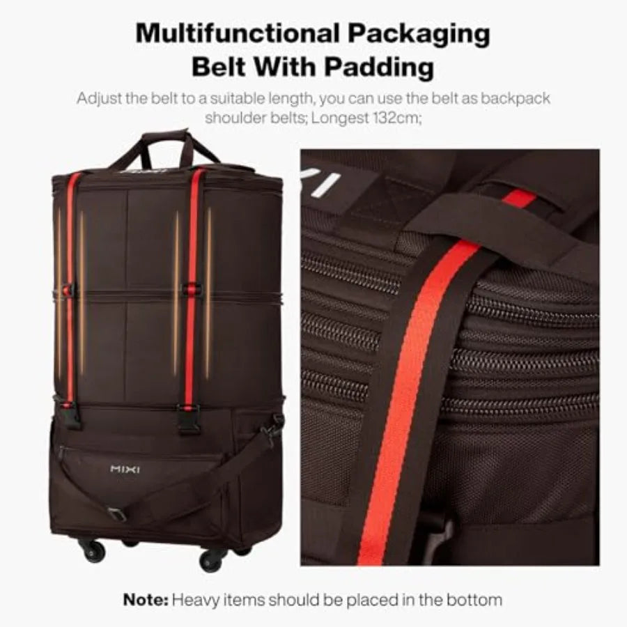 Travel Bag with Wheels Expandable Foldable Luggage Bag Collapsible Rolling Travel Duffel Bags Large Capacity Suitcase for Men W