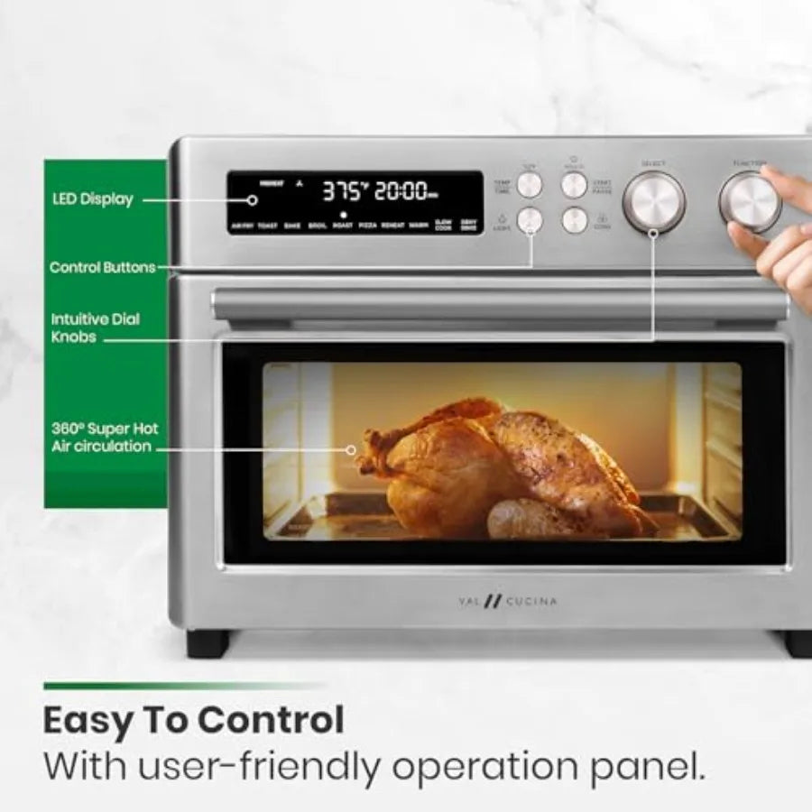 Infrared Heating Air Fryer Toaster Oven Extra Large Countertop Convection Oven 10-in-1 Combo 6-Slice Toast Enamel Baking Pan Ea
