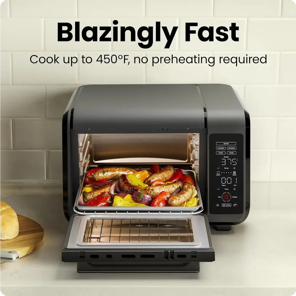 Countertop Oven and 4-Slice Toaster Air Fryer Combo, Bake, Broil, Toast, Bagel, 450°F Max