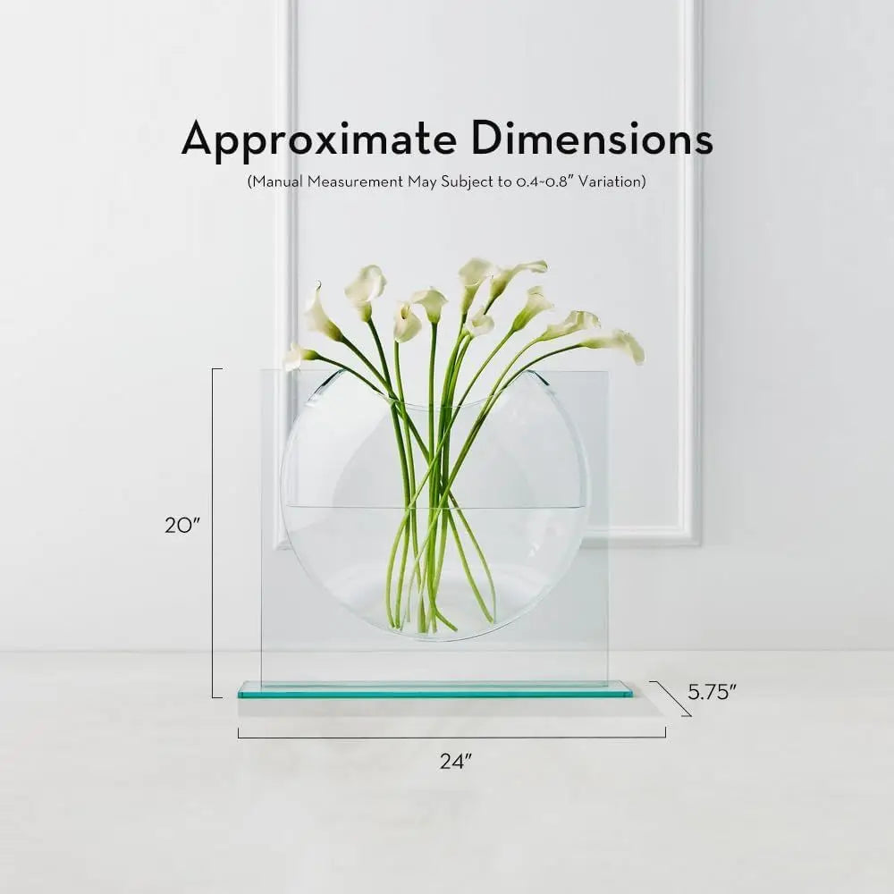 Elegant Glass Ellipse Vase for Home Decor and Office, Ideal for Bookshelf and Centerpieces (No Flowers Included)