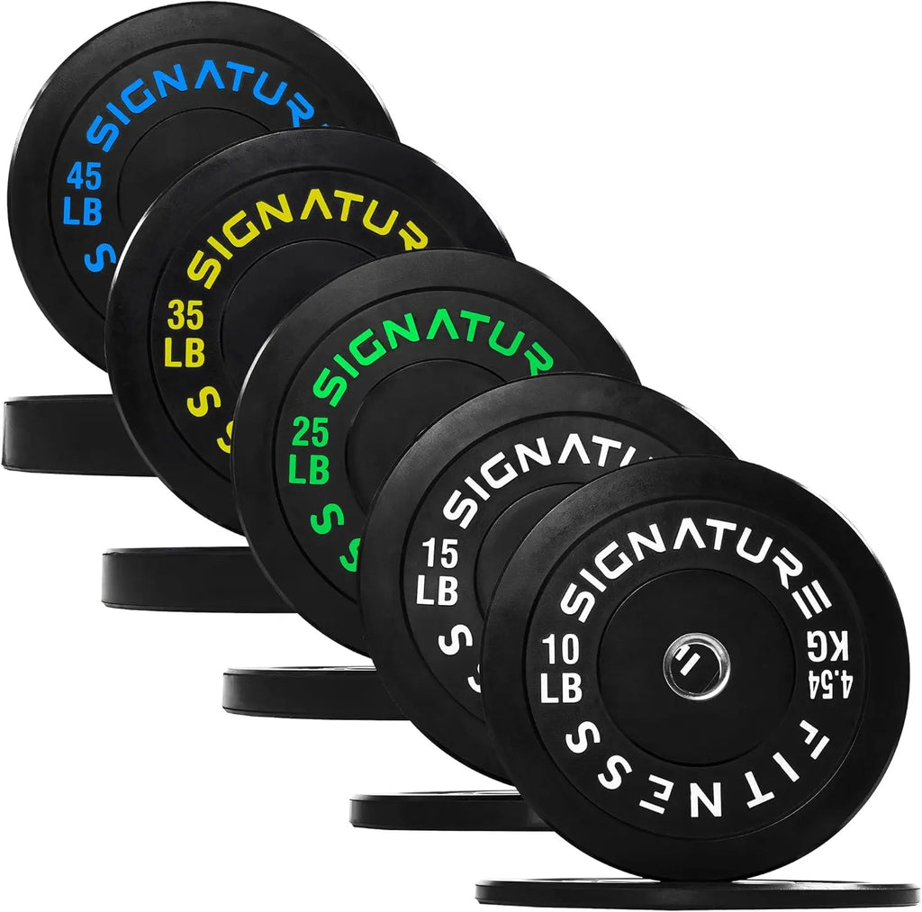 Strength Training & Weightlifting, Cast Iron Bumper Plates, Green, Multiple Options including Sets with Barbell