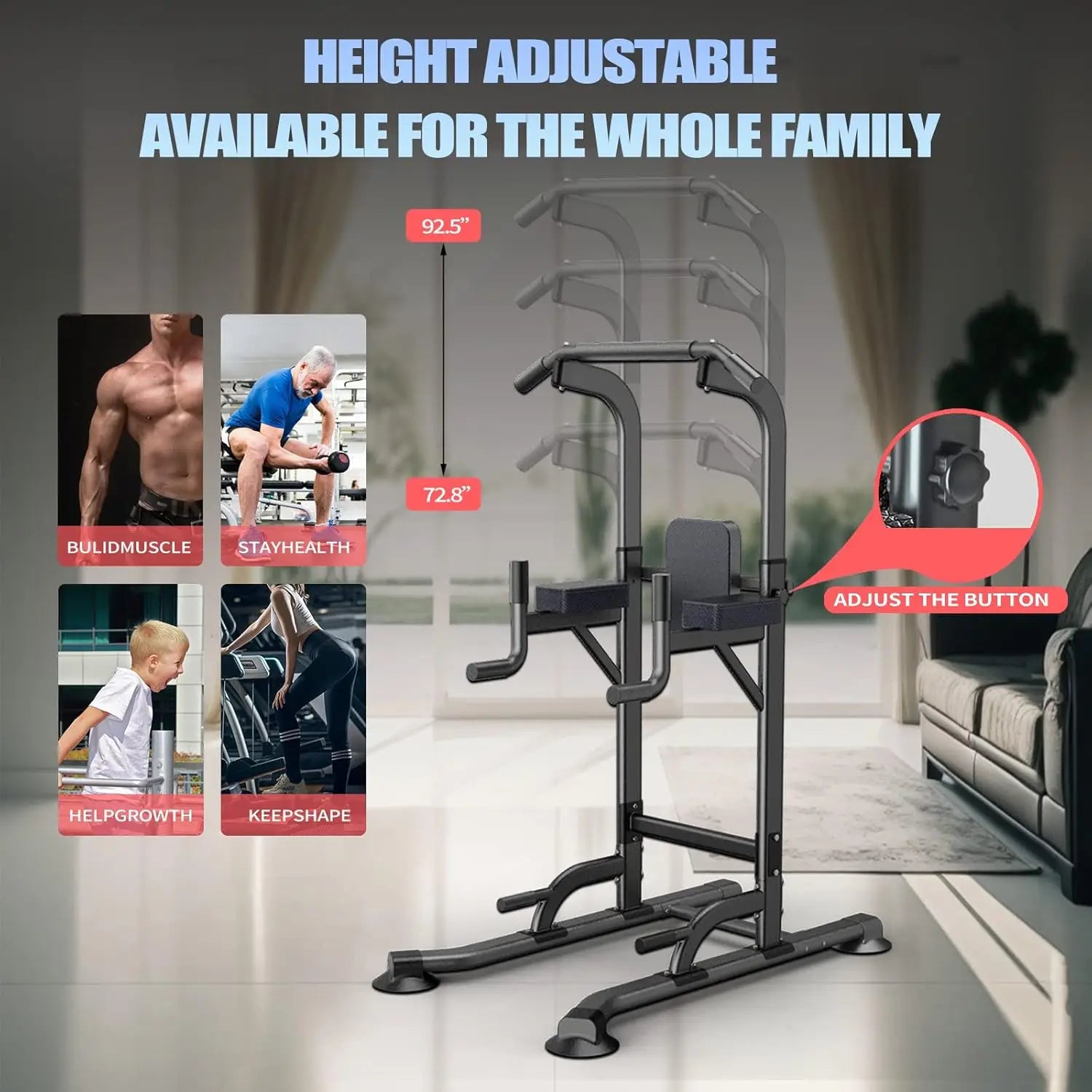 Home Gym Use, Iron Material, Gray Color, Adjustable Height, Multi-Function for Strength Training