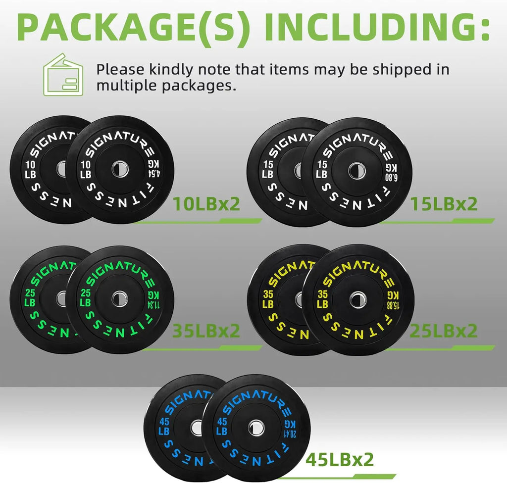 Strength Training & Weightlifting, Cast Iron Bumper Plates, Green, Multiple Options including Sets with Barbell