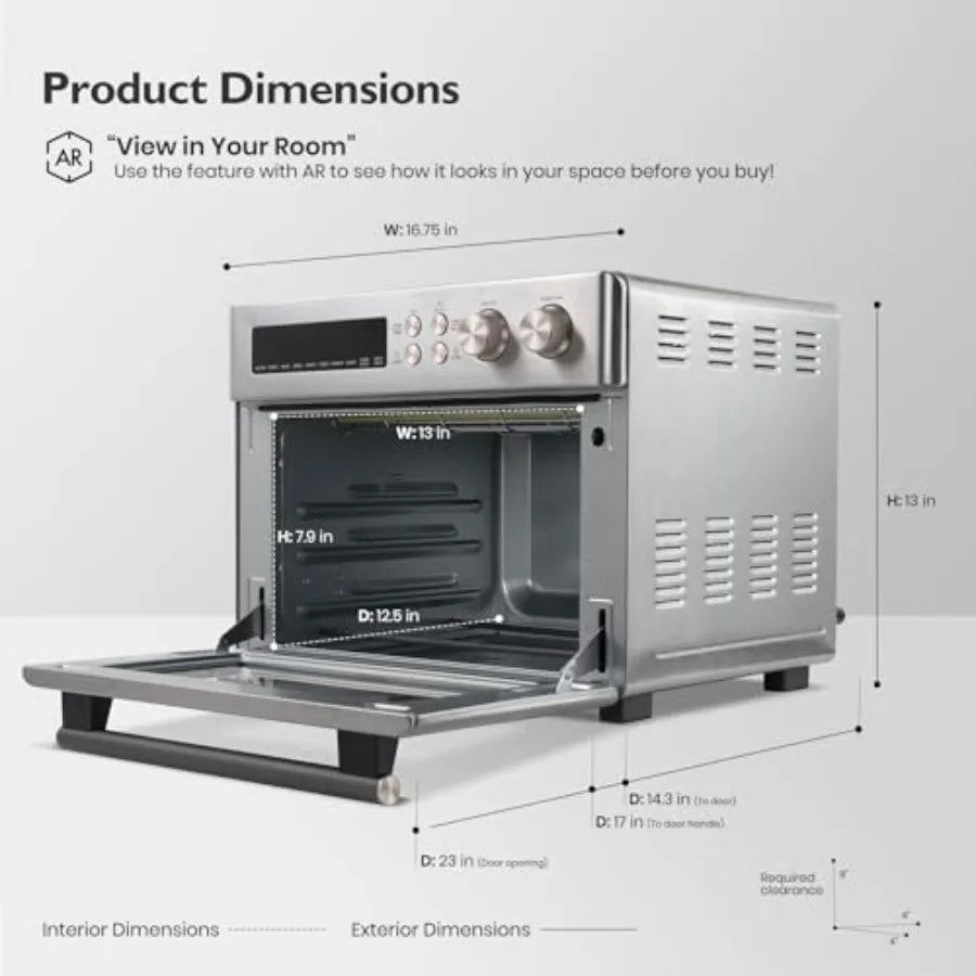 Infrared Heating Air Fryer Toaster Oven Extra Large Countertop Convection Oven 10-in-1 Combo 6-Slice Toast Enamel Baking Pan Ea