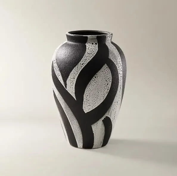 Zebra Striped Ceramic Vase Black White Animal Print Vase Decor For Entryway Living Room