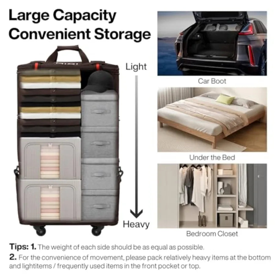 Travel Bag with Wheels Expandable Foldable Luggage Bag Collapsible Rolling Travel Duffel Bags Large Capacity Suitcase for Men W