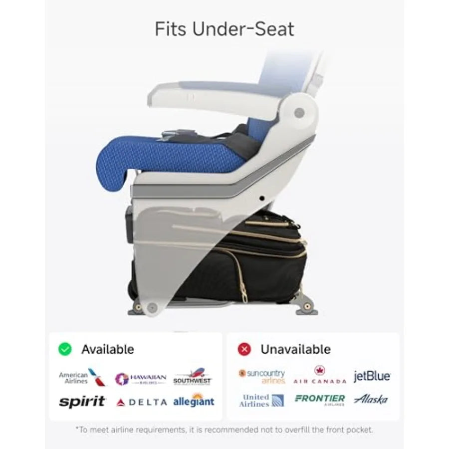Underseat Carry On Luggage with Wheels, UDK Stylish Lightweight Under Seat Luggage, Soft Sided Personal Item Suitcase for Short