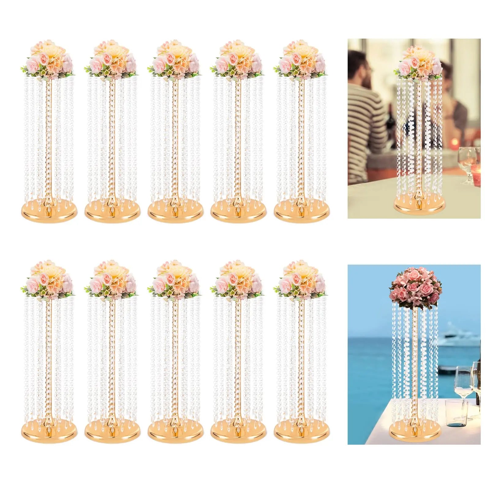 Tall Wedding Centerpieces Flower Vases, Metal Flowers Stand, Acrylic Crystal Stand, Column Vases Centerpieces for t