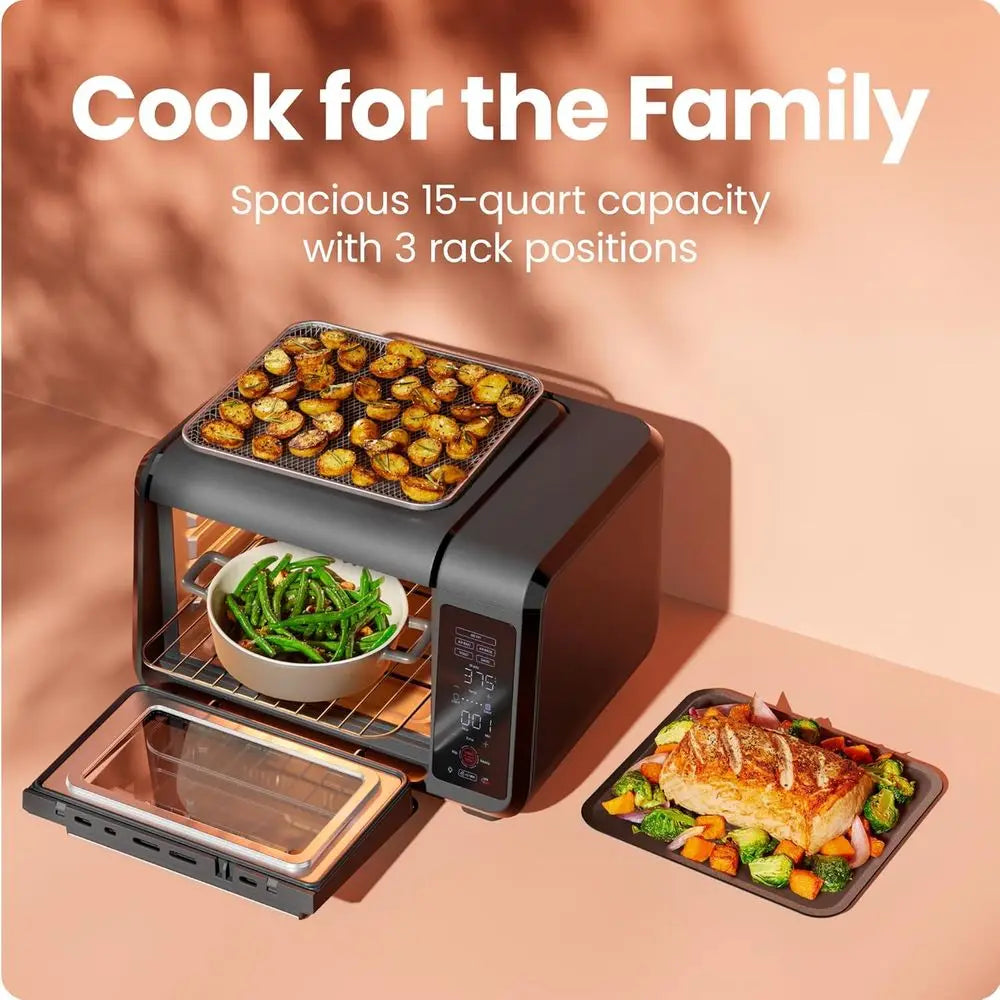 Countertop Oven and 4-Slice Toaster Air Fryer Combo, Bake, Broil, Toast, Bagel, 450°F Max