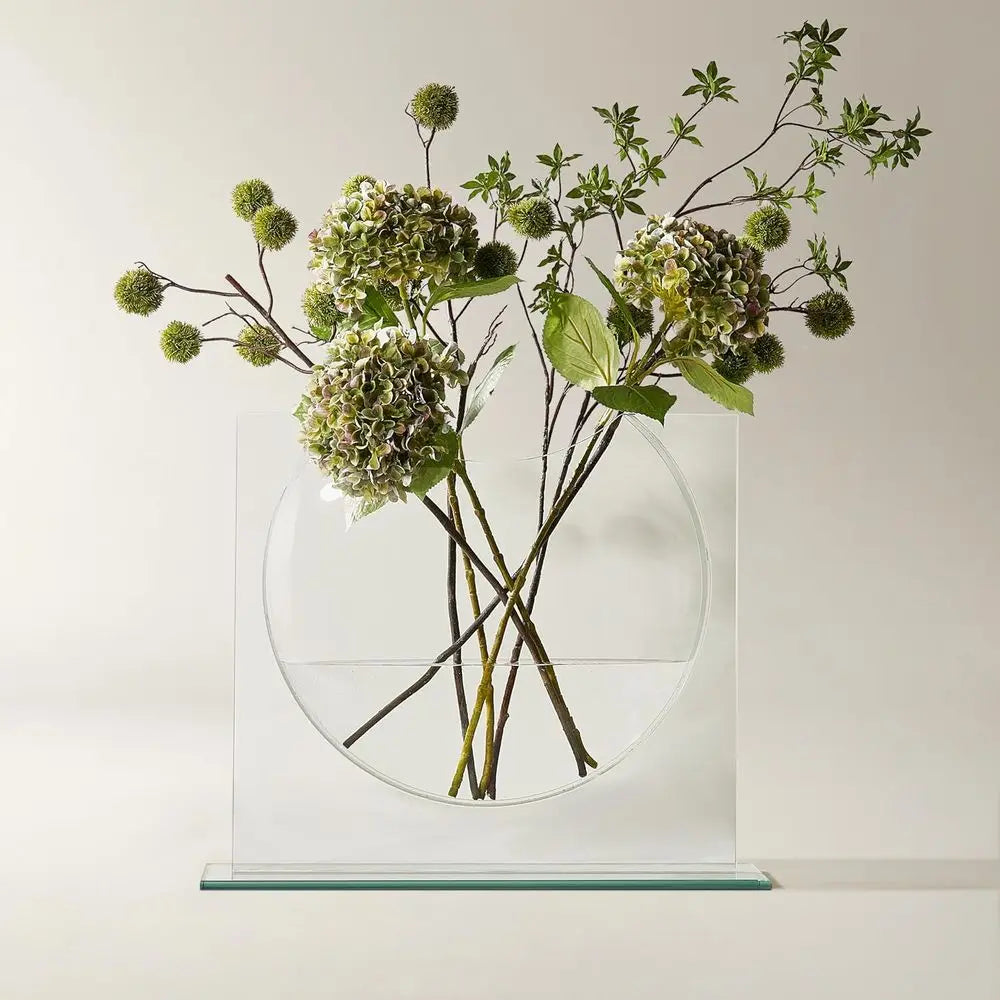 Elegant Glass Ellipse Vase for Home Decor and Office, Ideal for Bookshelf and Centerpieces (No Flowers Included)
