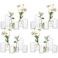 Small Glass Bud Vases for Centerpieces 24pcs Clear Blown Single Flower Vases Bulk, Modern Mini Cylinder Vase Set for Wedding An