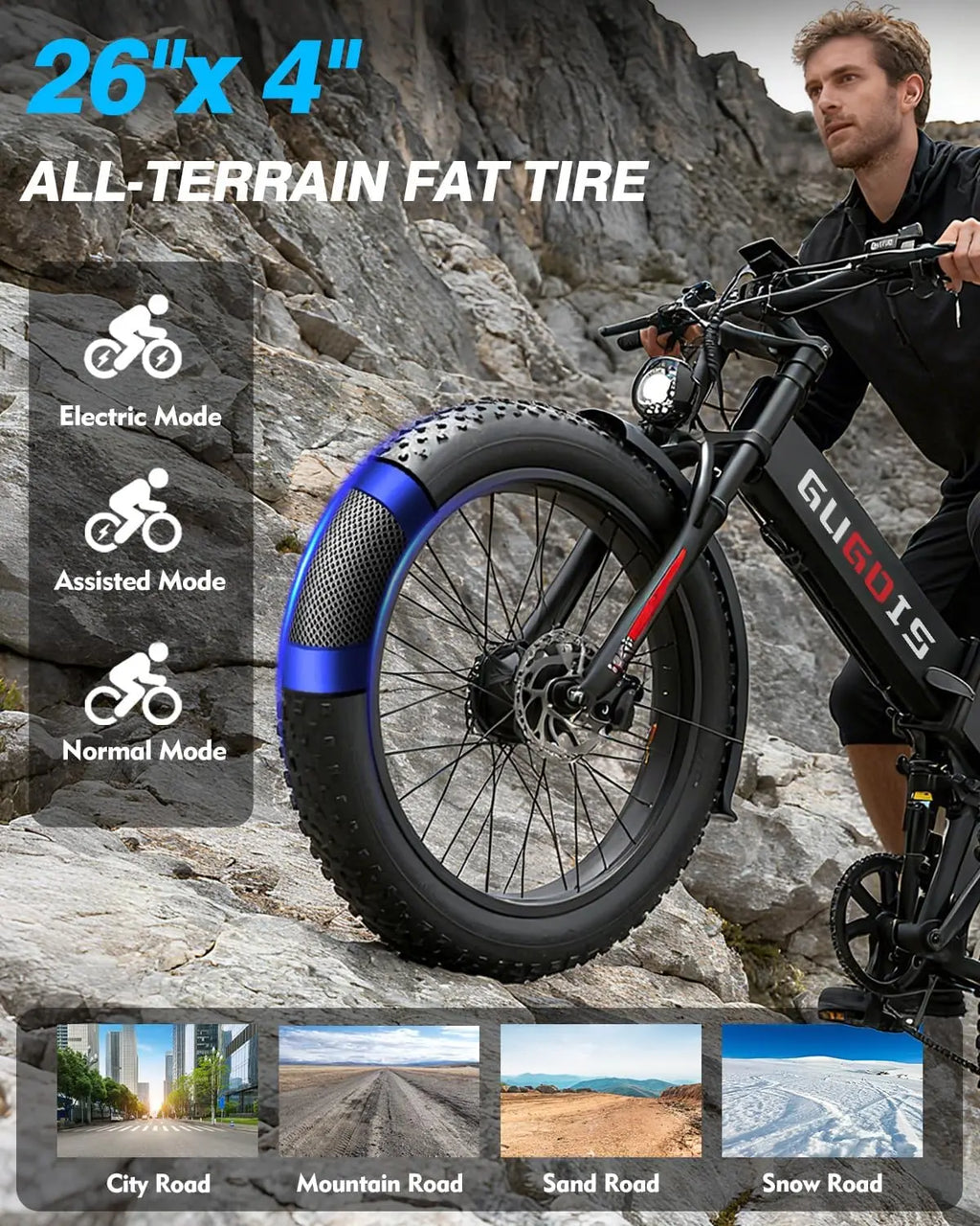 26x4.0" Fat Tire Folding Electric Bike for Adults, 3000W Peak Dual Motor Ebike for Men Women, 48V 23Ah Removable Battery (UV UL2849 && GCC Certified) ,Up to 31MPH & 60 Miles (PAS Mode), 7 Speed Gear, All Terrain Fast E Bike f