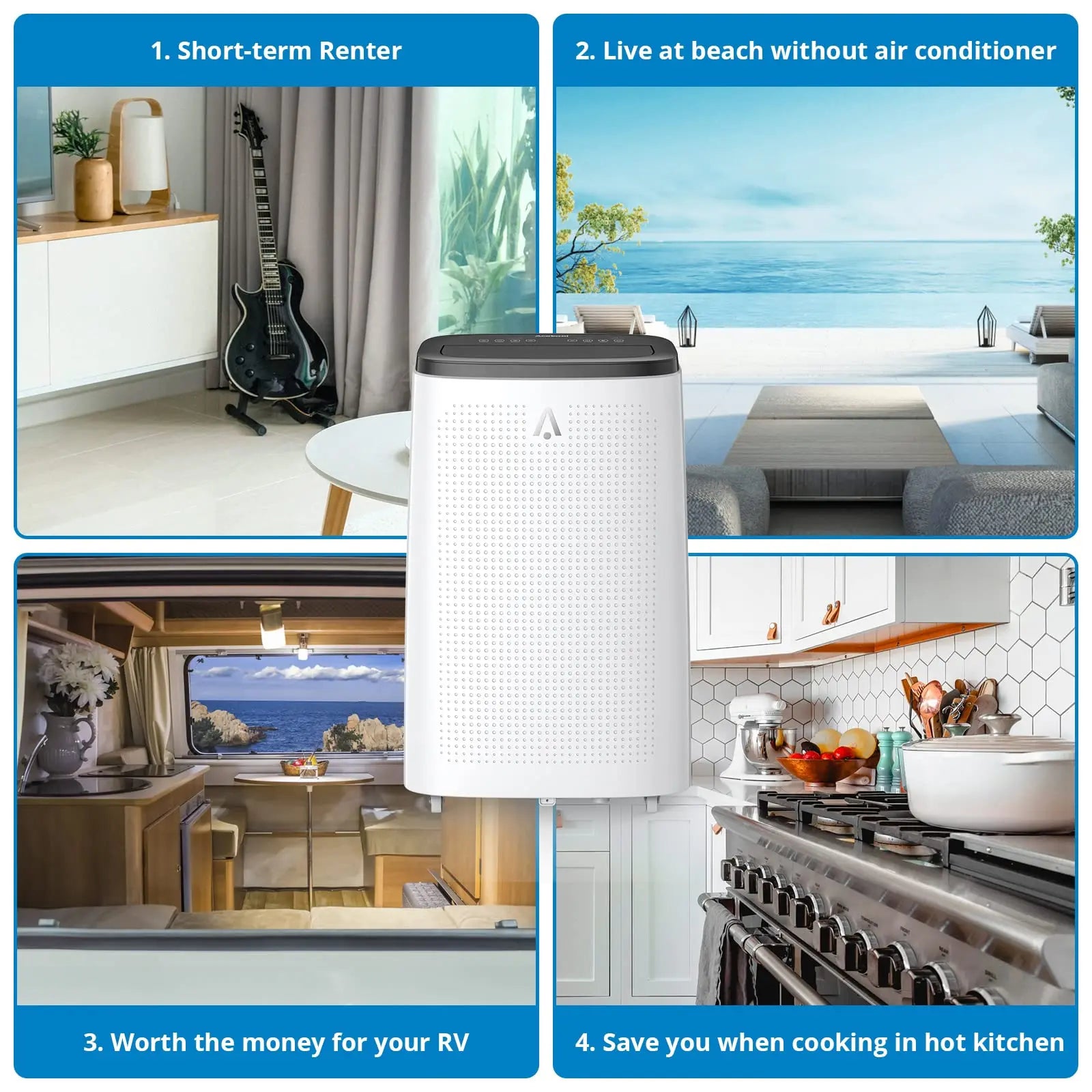 14,000BTU (ASHRAE) Portable Air Conditioner, Dehumidifier, Fan with Remote Control 9,300 BTU (DOE), up to 700 sq ft 3-Speed Wind