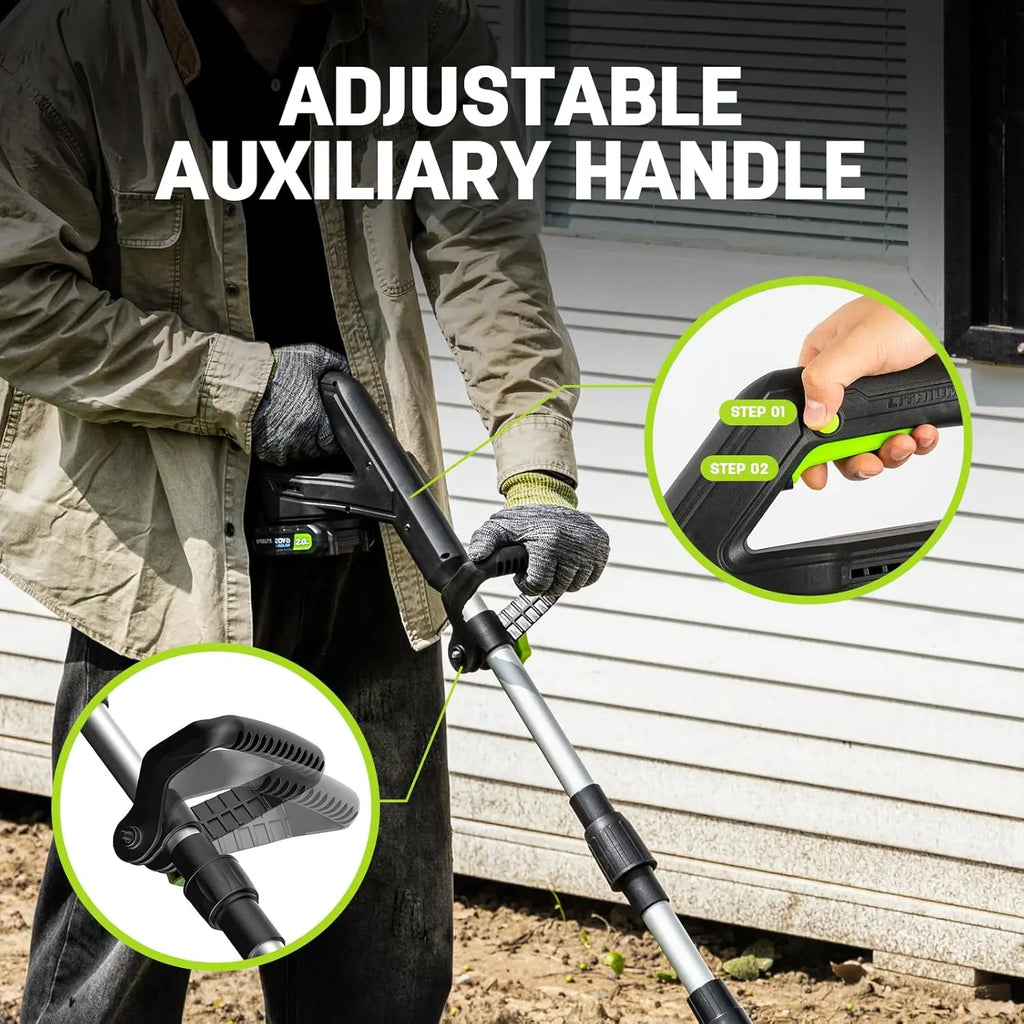20V Battery Powered Tiller, 360 RPM Cordless Tiller, 400W Powerful Motor, 9-inch Tilling Width and 7-inch Depth Portable Rotary