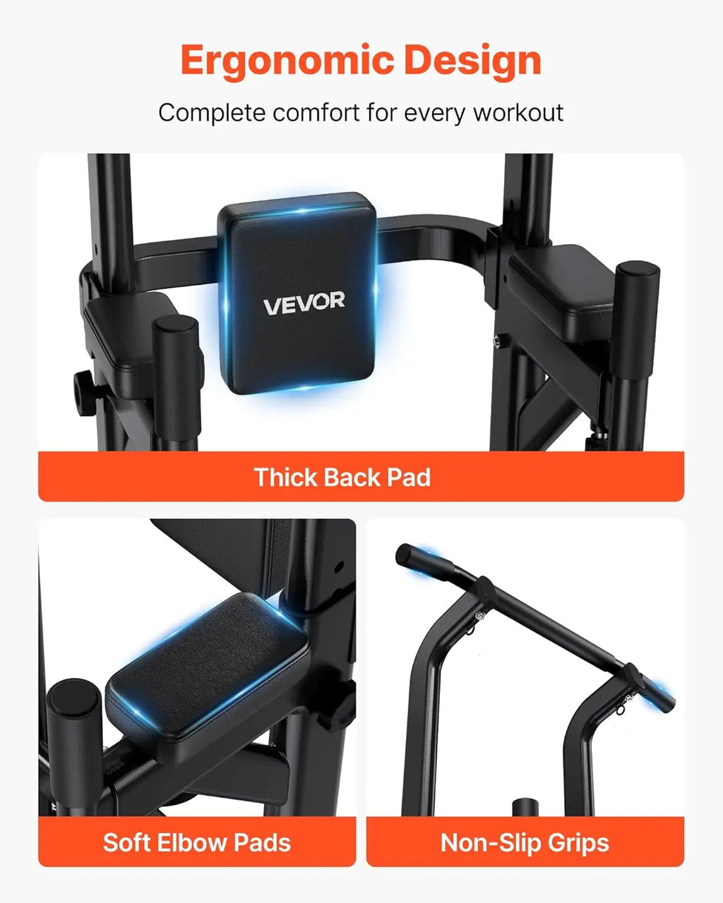 Home Gym Pull Up Bar - Metal, 330 LBS Capacity, 12-Level Adjustable Height, H-Shaped Base, 4-Level Adjustable Back Pad