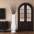 Tall White Ceramic Vase Large Floor Handmade Wave Pattern For Home Decor Pampas Grass Living Room Hallway Corner