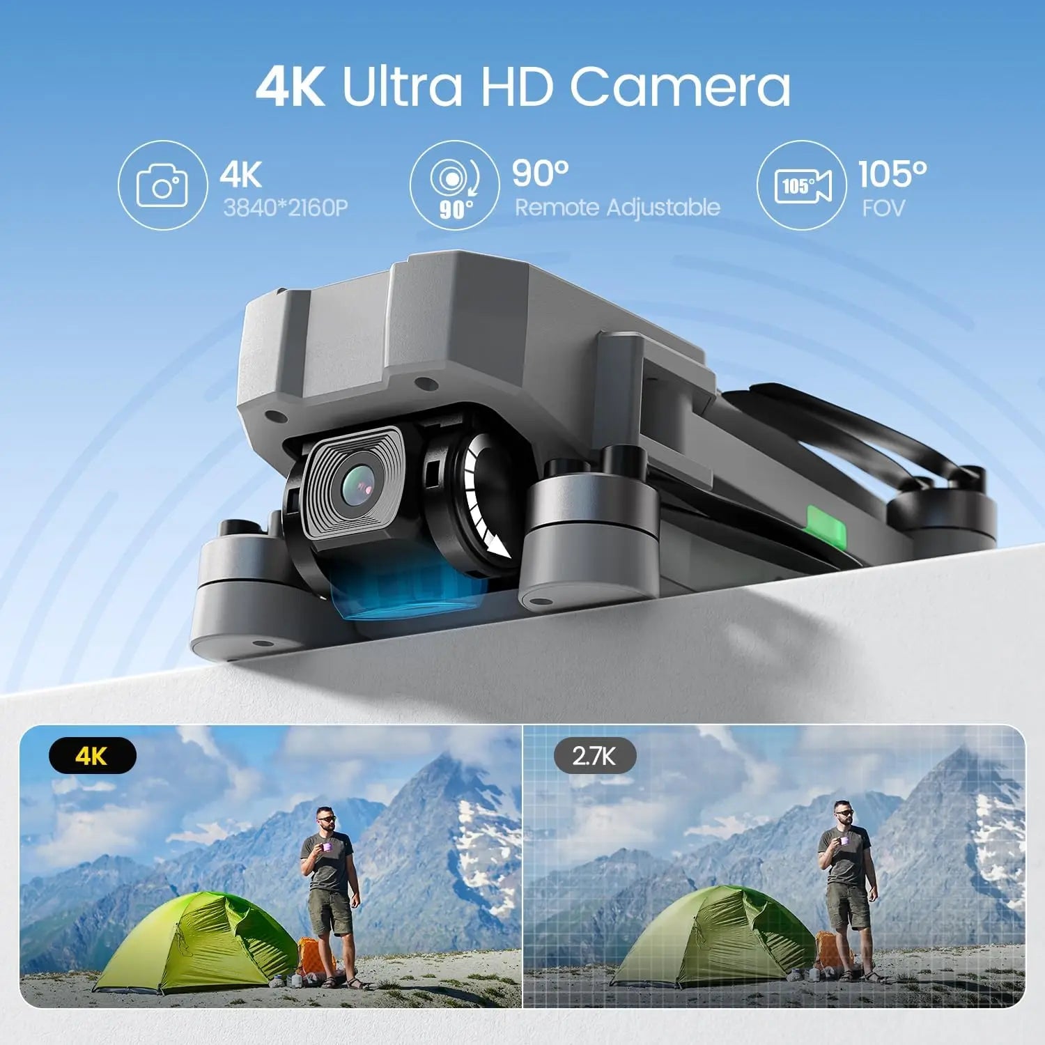 4K Camera Drone Under 250g with FPV, Auto Return, Follow Me, Foldable for Beginners - Brushless Motors & 5GHz Transmission