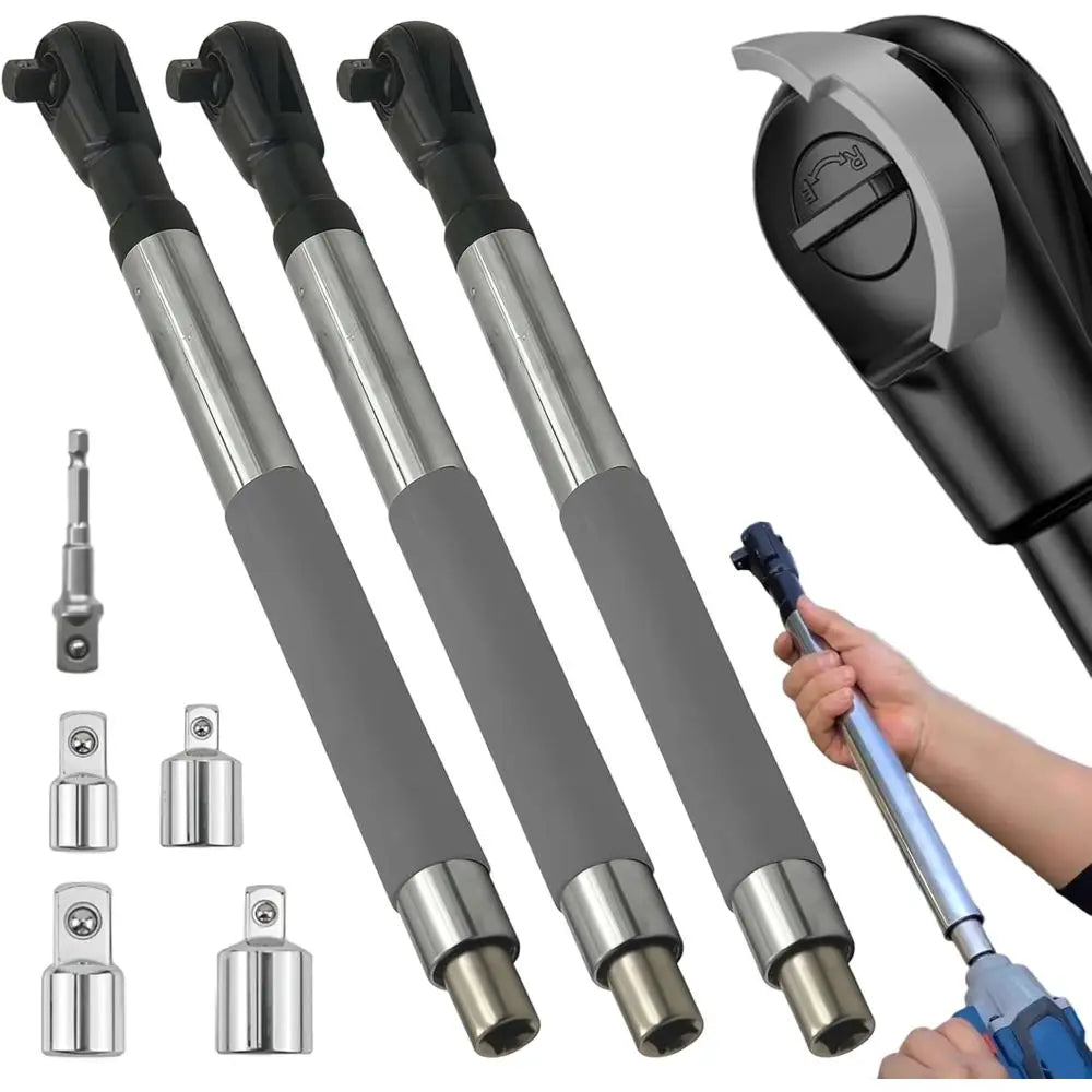 Impact-Resistant Extension Wrench Set with 4 Sockets and 1/2 Drill Adapters for Enhanced Torque