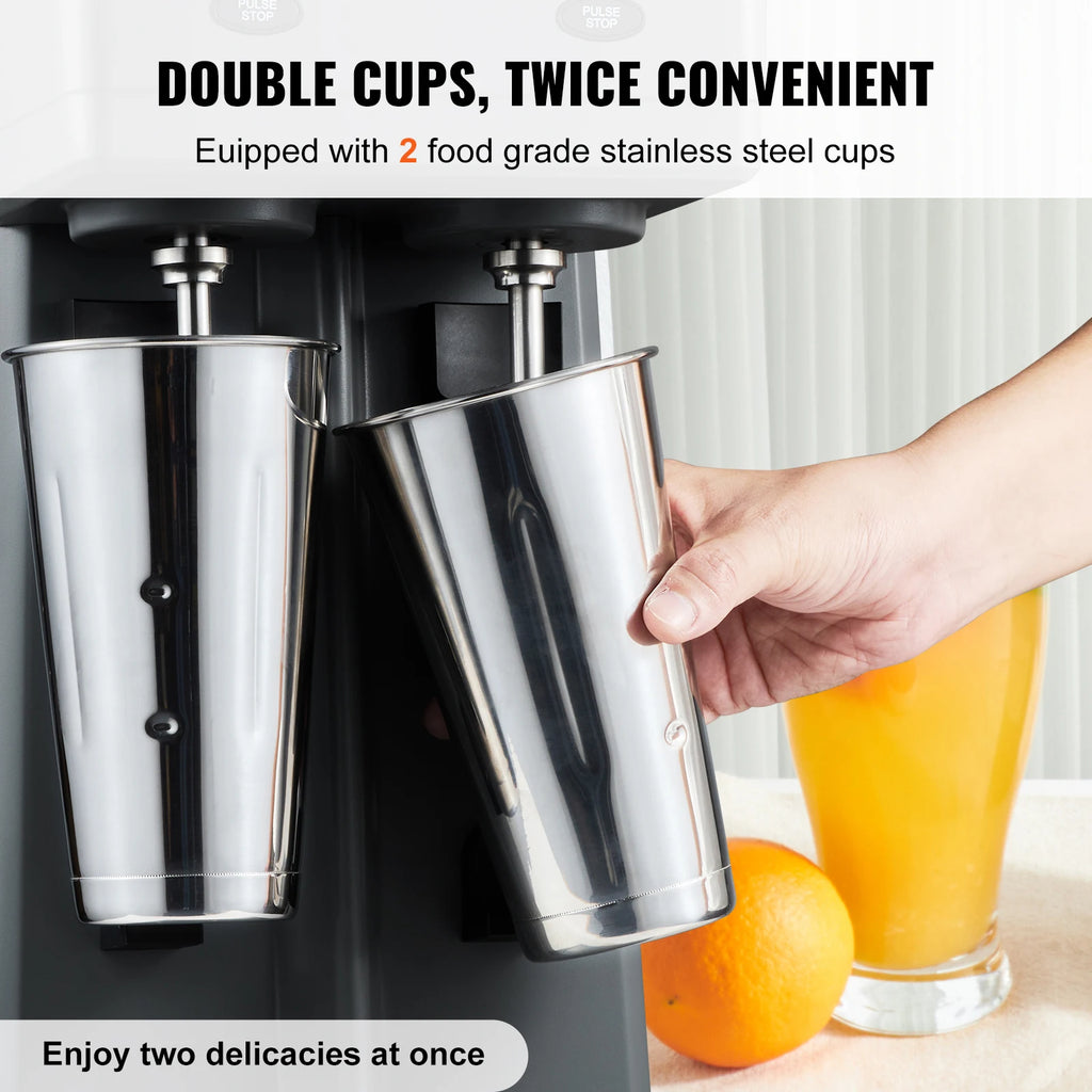 SucceBuy Milkshake Maker, 375W x 2 Electric Milkshake Machine, Commercial Double Heads Drink Mixer Blender