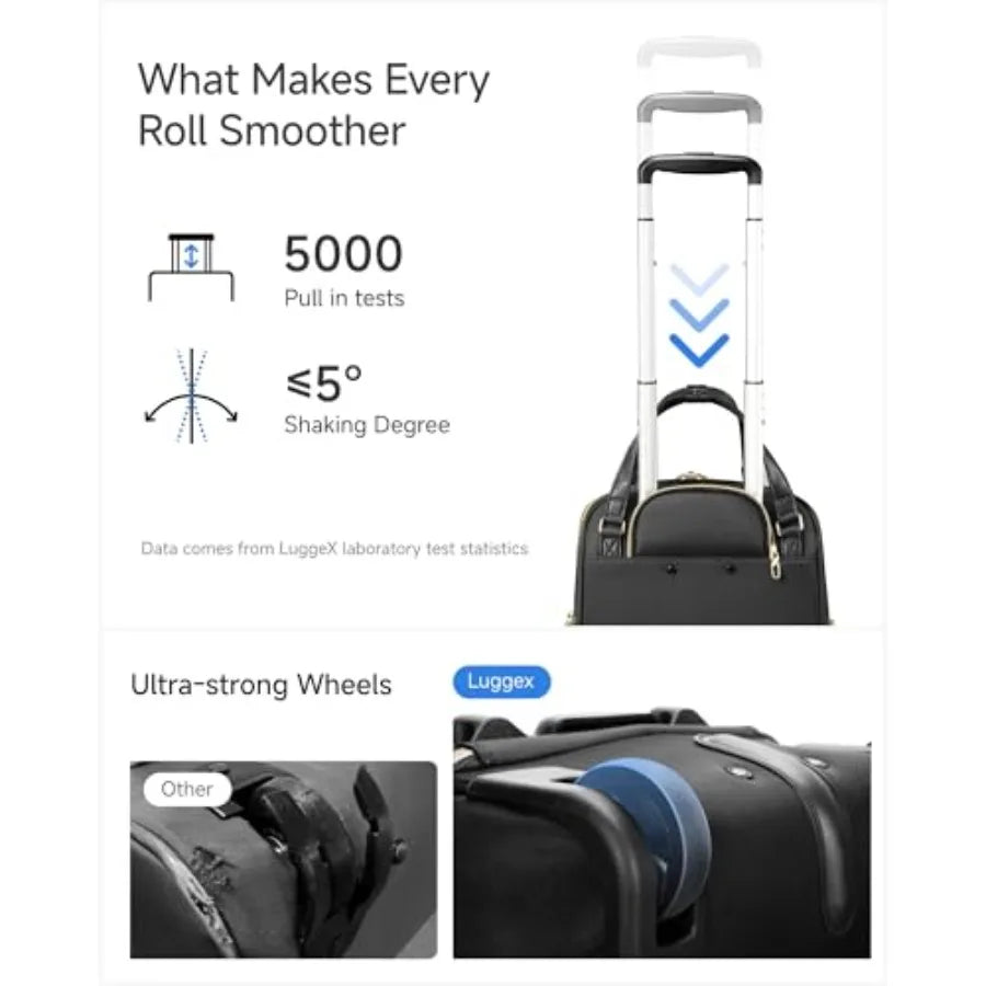 Underseat Carry On Luggage with Wheels, UDK Stylish Lightweight Under Seat Luggage, Soft Sided Personal Item Suitcase for Short