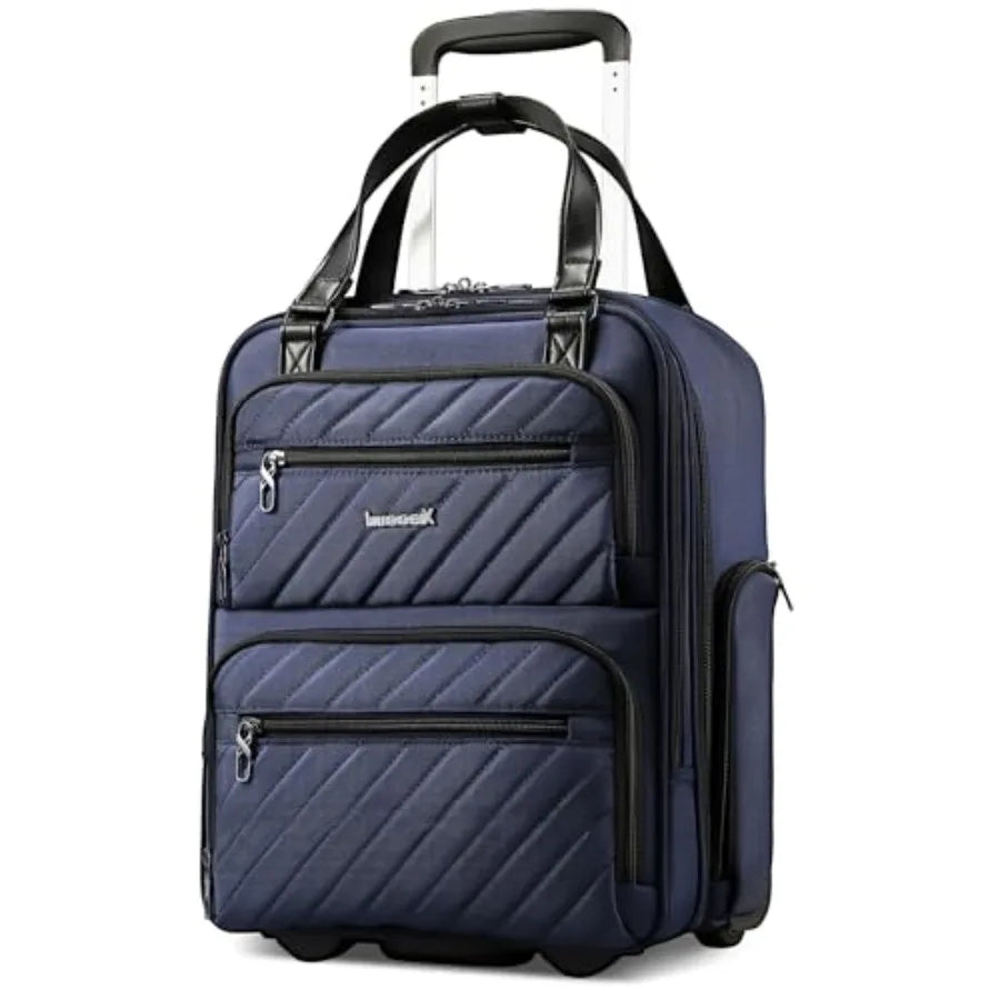 Underseat Carry On Luggage with Wheels, UDK Stylish Lightweight Under Seat Luggage, Soft Sided Personal Item Suitcase for Short